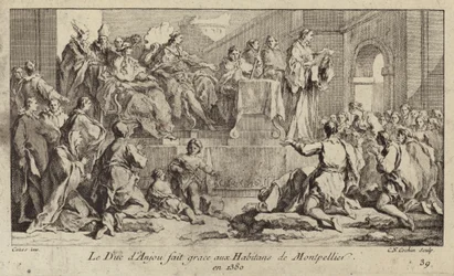 Luís I, Duque de Anjou, regente do Rei Carlos VI de França, dando graças ao povo de Montpellier