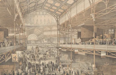 Uma vista interior do Palácio de Cristal de Nova York, 1853.