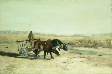 Um carro de boi no Novo México (óleo sobre tela)