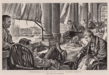 Convalescentes na varanda do Hospital St. Thomas