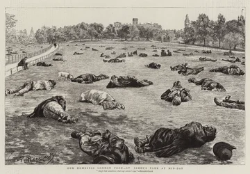 Nosso desabrigado London Poor, St James&39;s Park no meio-dia