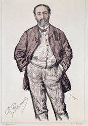 Retrato de Camille Saint, Saens, compositor francês, século XX (gravura)