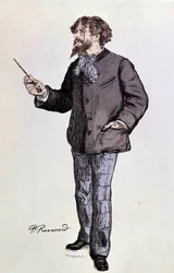 Retrato do escritor Alphonse Daudet (1840-1897) Ilustração da colecção privada de Paul Renouard do século XIX