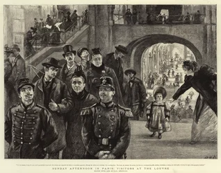 Domingo à tarde em Paris, visitantes no Louvre