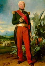 Portrait en pied de Thomas Robert Bugeaud de la Piconnerie (1784-1849), Duque de Isly em 1844, marechal da França em 1843 Governador Geral da Argélia Pintura por Charles Lariviere (1798-1876) 1845 Sol. 2,19x1,45 m
