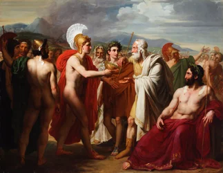 Aquiles entrega o prémio da Sabedoria a Nestor durante os Jogos Fúnebres