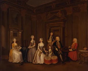 Retrato de Algernon Seymour, Lord Hertford (mais tarde 7º Duque de Somerset) com o Coronel Tomkins Wardour, Coronel Browne, Lord Beauchamp, Frances, Lady Hertford, Lady Elizabeth Seymour, e Miss Herbert