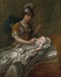 Princesa Augusta quando bebê, com Britannia