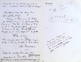 Última página de uma carta ao editor da Baudelaire Auguste Poulet-Malassis (1825-78) sobre a publicação de 