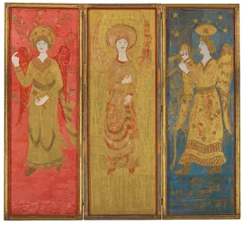 Tela de três painéis (verso), c.1916-17 (óleo e folha de ouro sobre madeira gessoed)