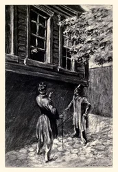 Eles viram, mas para um vislumbre" do "Strange Case of Dr Jekyll and Mr Hyde" de Robert Louis Stevenson (1850-1894) ilustrado por Charles Raymond Macauley (1871-1934)