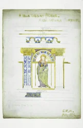 Um Della Robbian [sic] Frieze, Museu Nacional, Florença, 1891 (lápis e aquarela sobre papel)