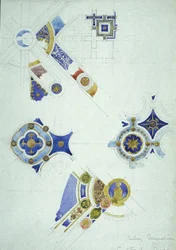 Decoração de teto, Certosa di Pavia, 1891 (lápis e aquarela sobre papel)