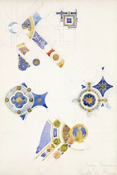 Certosa di Pavia, estudos de decoração de tetos, 1891