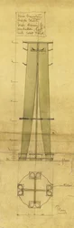 Projeto para guarda-chuva, cabide de chapéus e casacos, mostrado em elevação e planta, c.1898-1899 (lápis, aquarela, papel vegetal oleado)