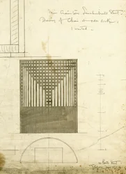 Design para o Order Desk Chair, mostrado em elevação e planta, 1904