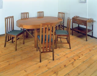 Sala de jantar suite, c.1918-19 (madeira incrustada com madre-pérola e alumínio)