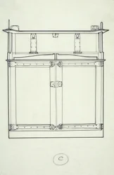 Desenho de linha da mobília (um armário), c.1910 (tinta no papel)