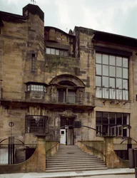 Vista da Escola de Belas Artes projetada pelo arquiteto Charles Rennie Mackintosh (1868-1928)
