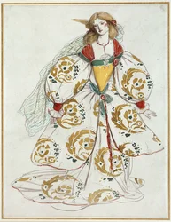 Figurino (aquarela sobre grafite em papel branco)