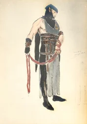 Figurino para o Queens Servant em Le Mort de Tintagiles, 1912 (wc no papel)