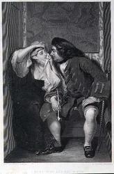 Uncle Toby and the Widow, gravado por Lumb Stocks (1812-92) (gravura)