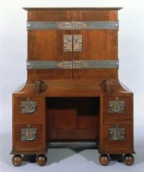 Gabinete - frente fechada, 1898 (mogno e azevinho branco) (ver também 272466, 272468)