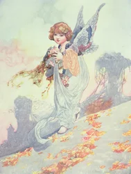 Folhas de outono de espalhamento de anjo