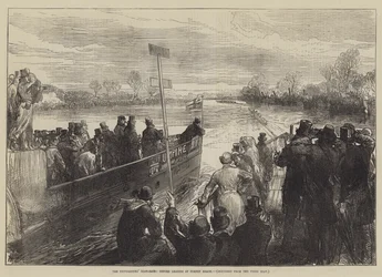 Corrida de Barcos das Universidades, Oxford liderando em Corney Reach