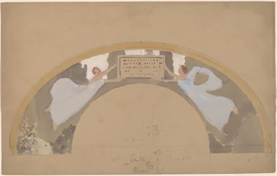 Estudo de duas figuras femininas na borda arqueada
