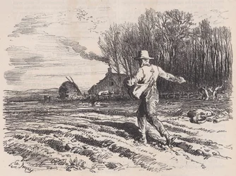 Espalhando sementes, de Le Magasin Pittoresque, maio de 1857.