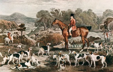 Ralph John Lambton e seu Horse Undertaker and Hounds, final do século XVIII, 1912