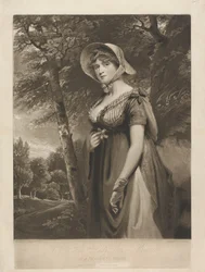 A Muito Honorável Senhora Louisa Manners com um vestido de camponesa