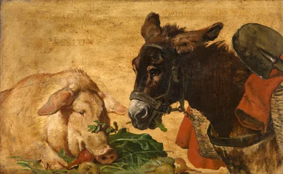 Ganancioso e preguiçoso, moderado e trabalhador (óleo sobre tela)