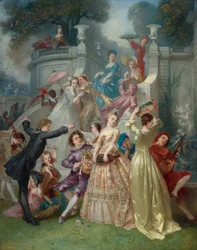 Ó juventude! Primavera da vida! Ó primavera! Jovens do ano! par Voillemot, André-Charles (1823-1893). Óleo sobre tela, tamanho : 163,5x131, , Colecção Privada