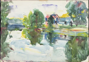 Reflexos, manhã de sol, New Hampshire (aguarela sobre papel)