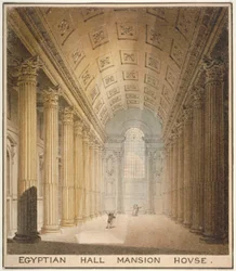 Vista interior do Egyptian Hall, Mansion House, City of London, 1820