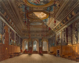 Câmara de Guarda do Rei, Castelo de Windsor, de &39;Royal Residences&39;, gravada por Thomas Sutherland (n.1785), pub. por William Henry Pyne (1769-1843), 1818 (aquatinta)