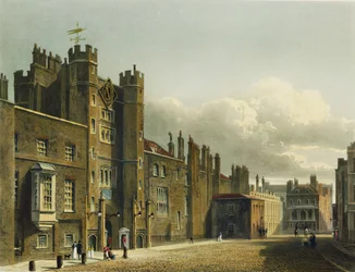 Palácio de St. James, de "A História das Residências Reais", gravado por Richard Reeve (n.1780), por William Henry Pyne (1769-1843), 1819