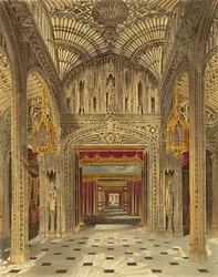 O conservatório em Carlton House de "Royal Residences" de Pyne gravado por Richard Reeve (n.1780), publicado em 1819