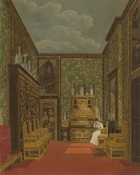 O Armário Verde em Frogmore de "A História das Residências Reais" de Pyne, gravado por William James Bennett (1787-1844), publicado em 1819