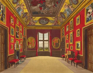 O Gabinete do Rei, Castelo de Windsor, de &39;Royal Residences&39;, gravado por William James Bennett (1769-1844), publicado por William Henry Pyne (1769-1843), 1816
