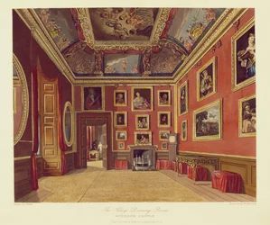O Vestiário dos Reis, Castelo de Windsor, da Royal Residences, gravado por WJ Bennett, pub. por William Henry Pyne (1769-1843), 1816 (aquatinta)