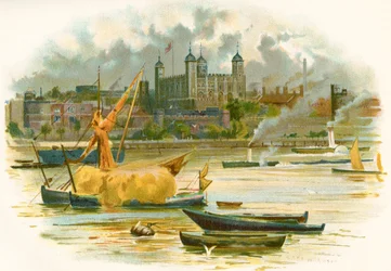 Torre de Londres no século XIX. Também conhecido como Palácio Real de Her Majesty e Fortaleza, Londres, Inglaterra. De História da Inglaterra de Cassell, publicado c.1901