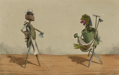 Implementa Animado, Placa 2, Dedicado aos Carpinteiros e Jardineiros da Grã-Bretanha, c.1811 (gravura à mão colorida)