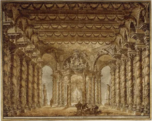 Cenografia para a ópera Armide de Jean-Baptiste Lully, 1760.