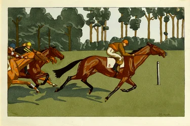 Um conjunto de quatro impressões - Longchamps e outras raças, c.1910