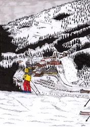 Hochfügen, 2020 (delineador fino no papel)