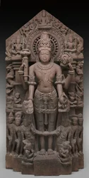 Vishnu e assistentes, c.1026 DC (arenito)