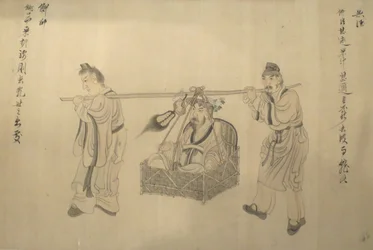 Pormenor do rolo de mão "Cenas da Vida de Tao Yuanming", de Chen Hongshou, 1650, Academia de Artes de Honolulu